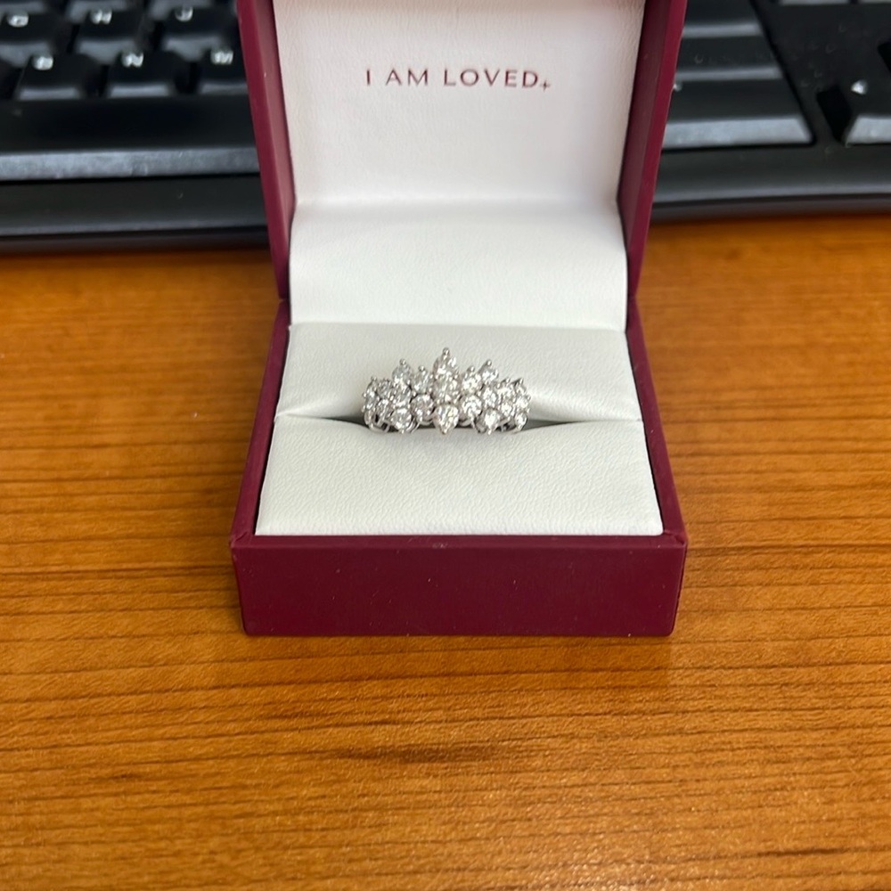 Helzberg Diamonds Silver Engagement Ring with Diamond Center Stone